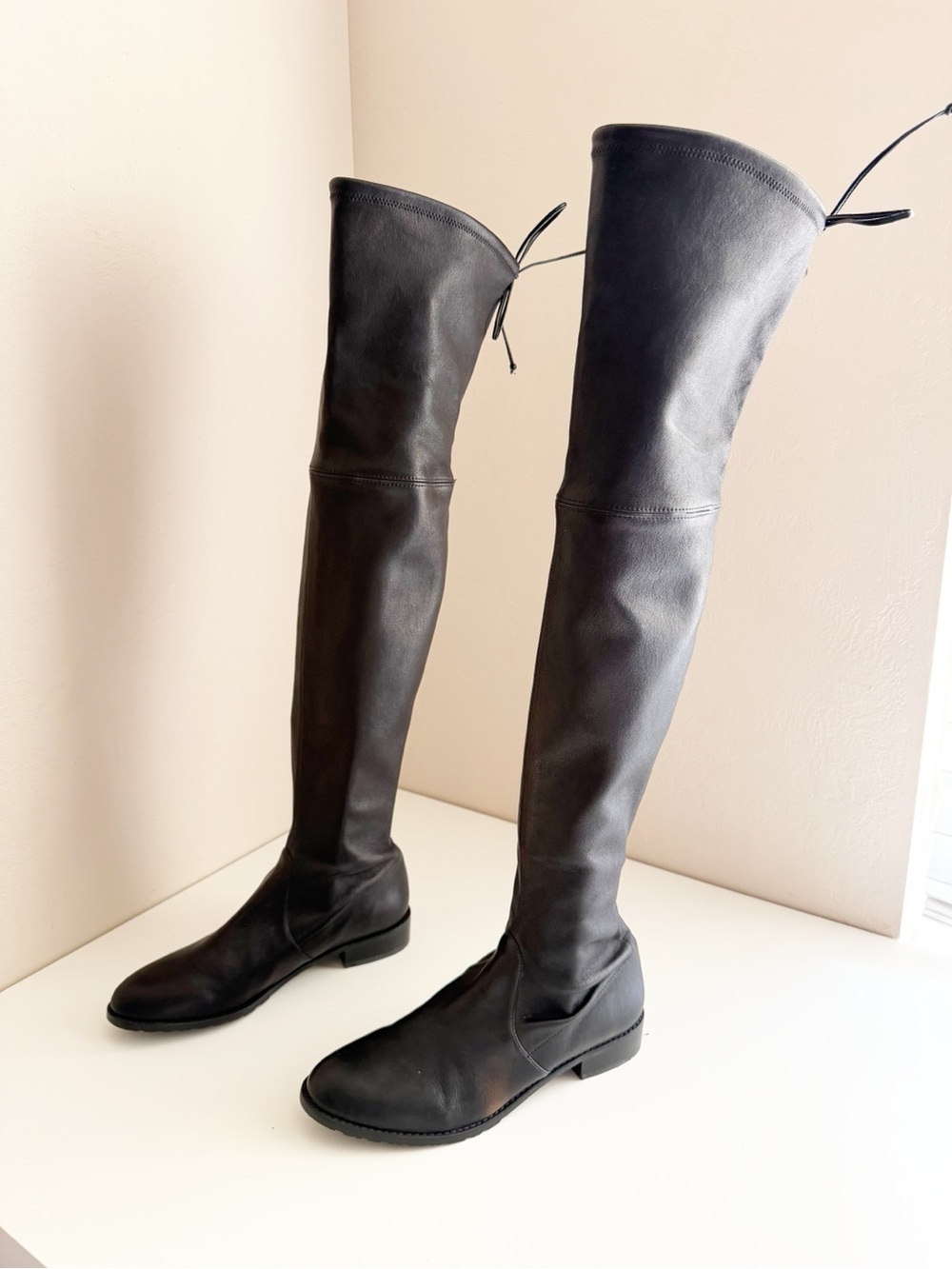 Stuart Weitzman Black Over the Knee Leather Boots size 6.5